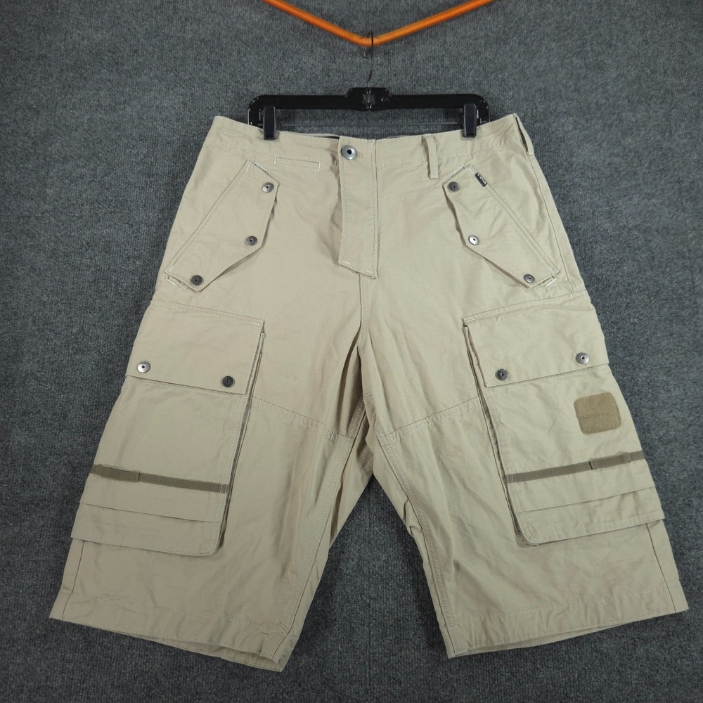 G Star Raw Bam Cargo Shorts Mens 34 Beige Utility Tactical Military Ripstop - Picture 1 of 13